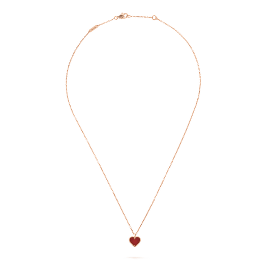 [LUXE]SWEET CLOVER CARNELIAN HEART NECKLACE