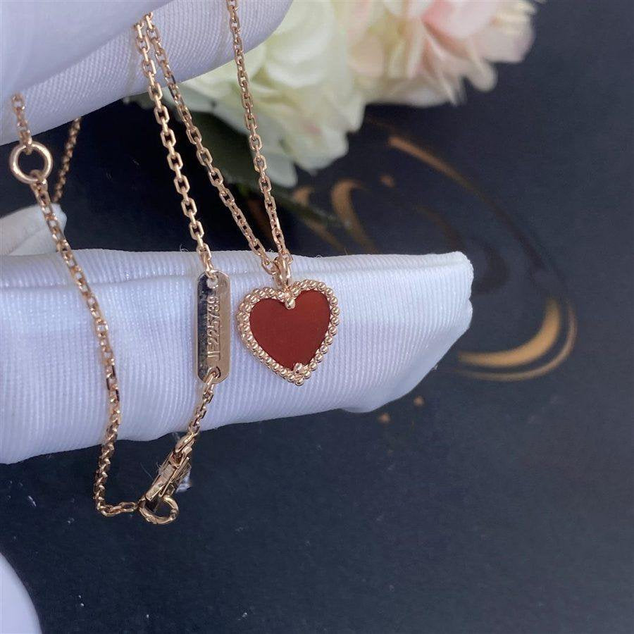 [LUXE]SWEET CLOVER CARNELIAN HEART NECKLACE
