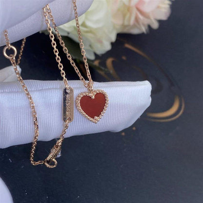 [LUXE]SWEET CLOVER CARNELIAN HEART NECKLACE