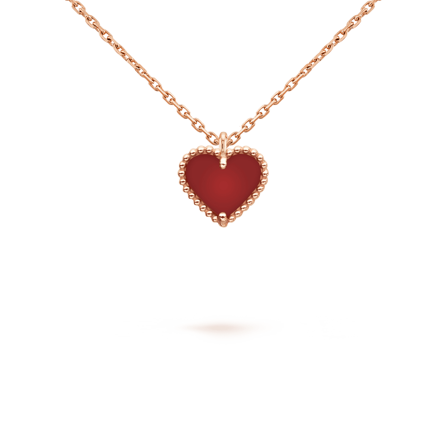 [LUXE]SWEET CLOVER CARNELIAN HEART NECKLACE