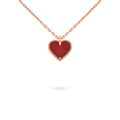 [LUXE]SWEET CLOVER CARNELIAN HEART NECKLACE