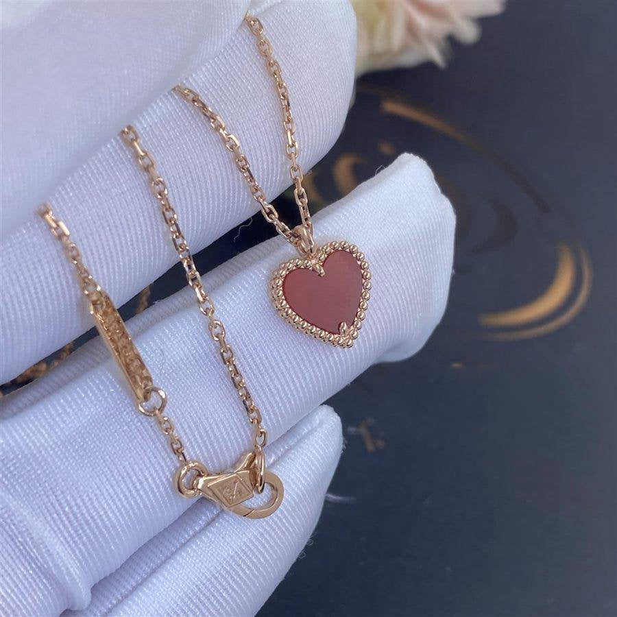 [LUXE]SWEET CLOVER CARNELIAN HEART NECKLACE