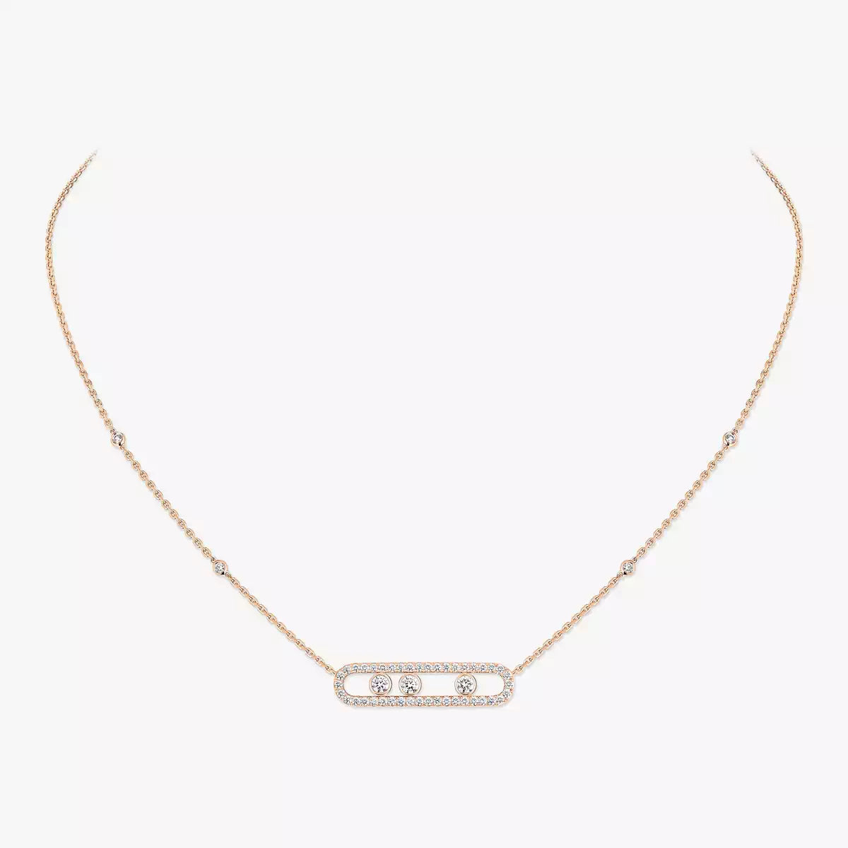 [LUXE] Move Pave_ Rose Gold Diamond Necklace