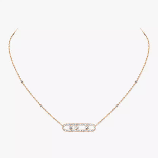 [LUXE] Move Pave_ Rose Gold Diamond Necklace