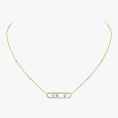 [LUXE] Move Pave_ Rose Gold Diamond Necklace