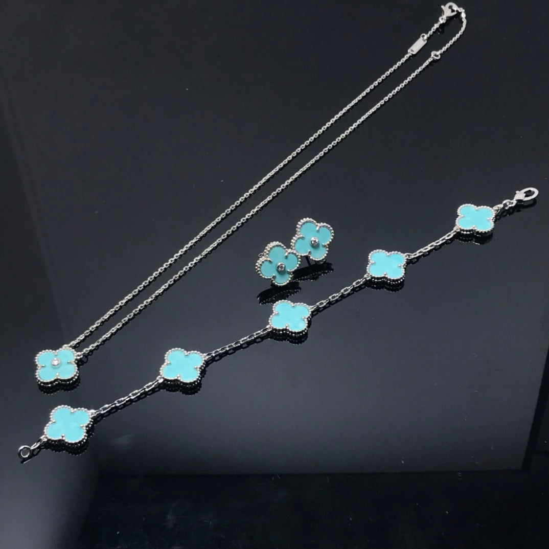 [LUXE]CLOVER 1 DIAMOND BLUE SKY SILVER EARRINGS