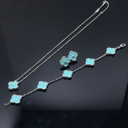 [LUXE]CLOVER 1 DIAMOND BLUE SKY SILVER EARRINGS
