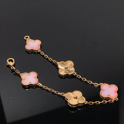 [LUXE] CLOVER 5 MOTIFS  PINK MOP BRACELET COLLECTION