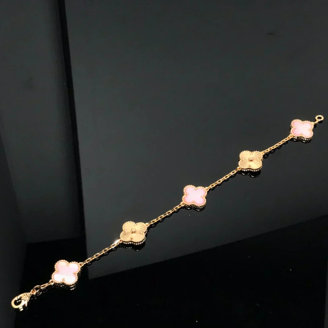 [LUXE] CLOVER 5 MOTIFS  PINK MOP BRACELET COLLECTION