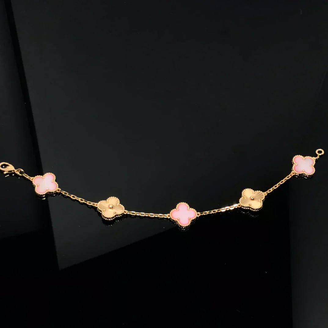 [LUXE] CLOVER 5 MOTIFS  PINK MOP BRACELET COLLECTION