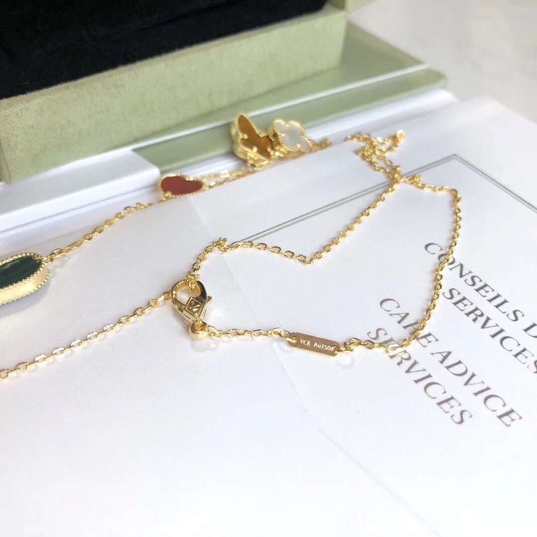 [LUXE]LUCKY SPRING 4 MOTIFS ROSE GOLD NECKLACE