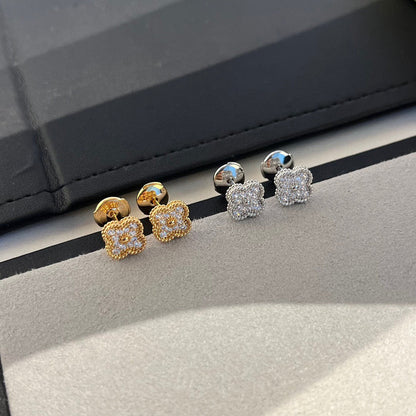 [LUXE]CLOVER MINI DIAMOND STUD EARRINGS